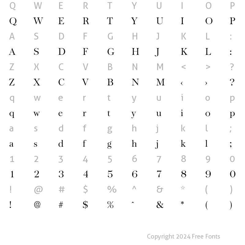 Character Map of Baskerville-Light Regular