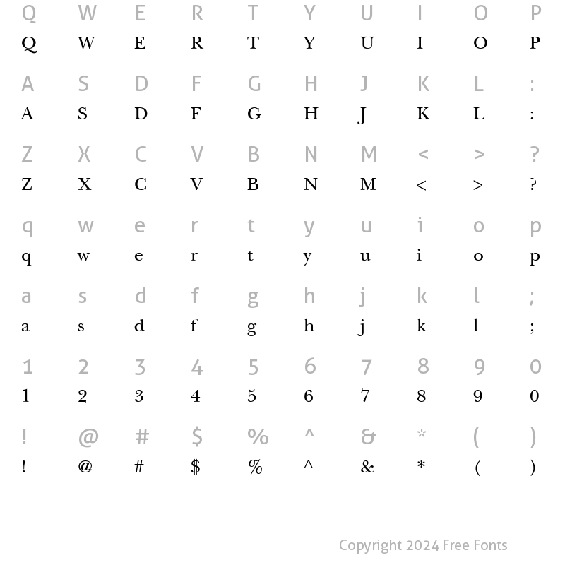 Character Map of Baskerville Light SSi Light