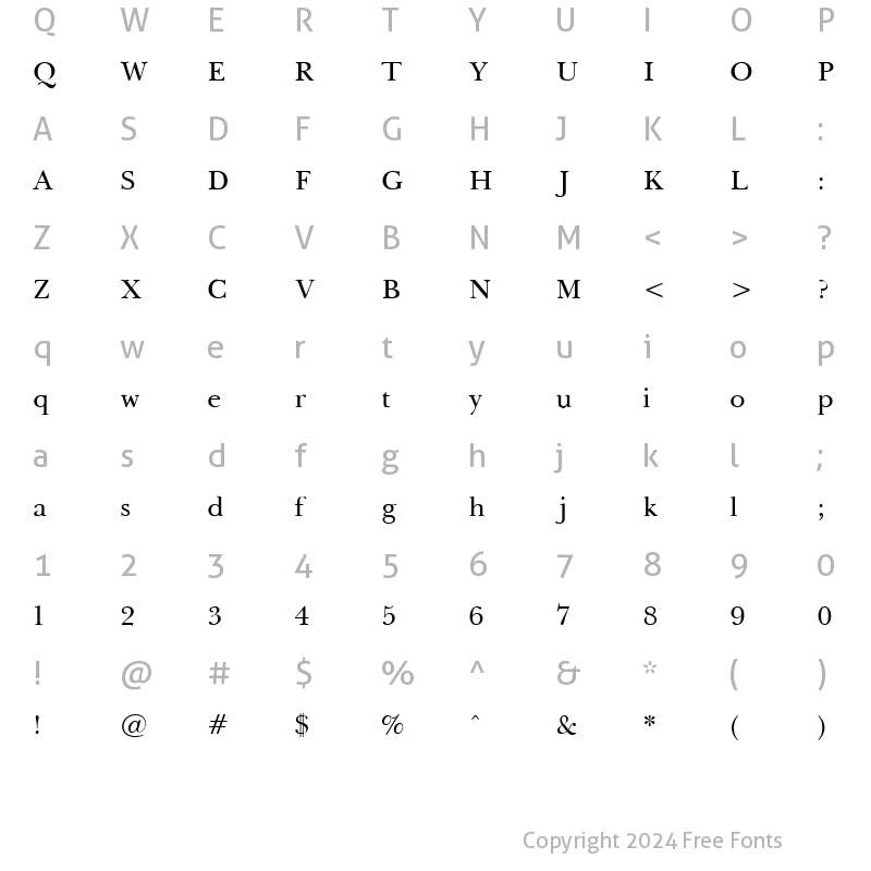 Character Map of Baskerville LightA