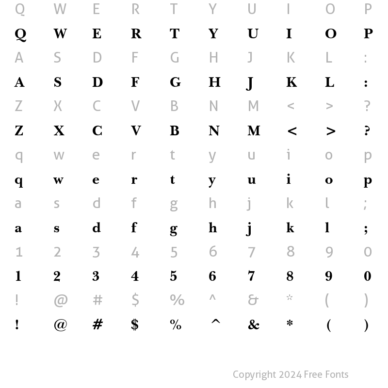 Character Map of Baskerville No.2 Bold