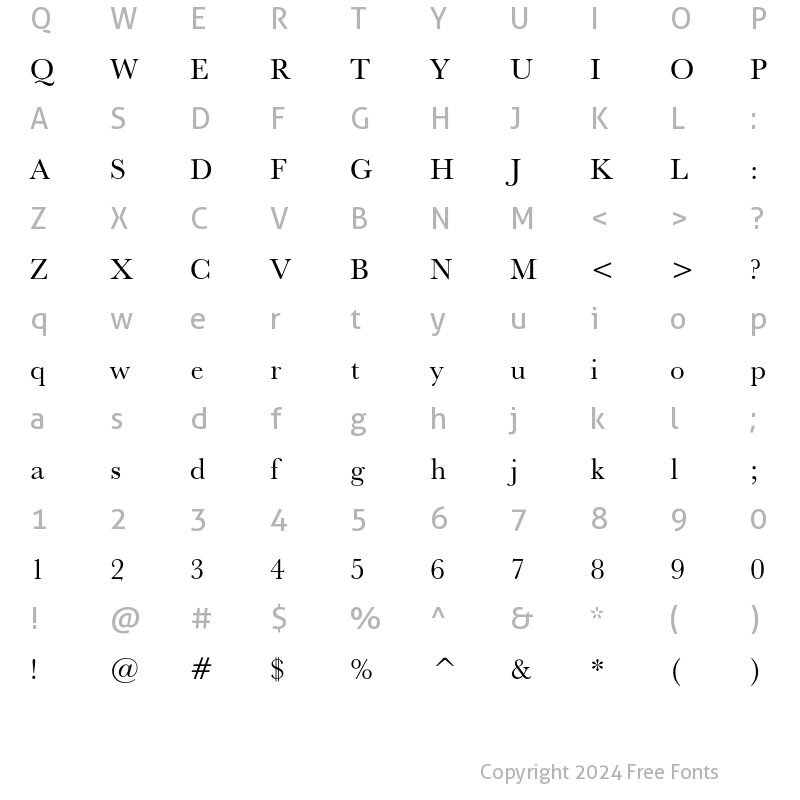 Character Map of Baskerville No.2 Regular