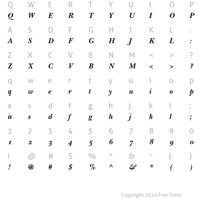 Character Map of Baskerville OldStyle SSi Bold