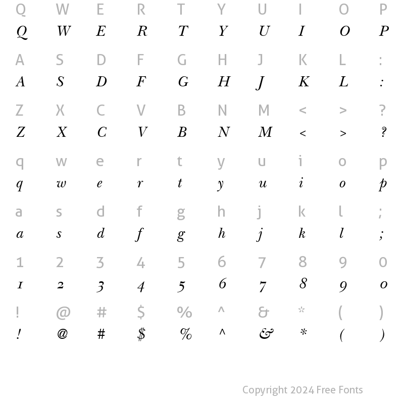 Character Map of Baskerville OldStyle SSi Normal