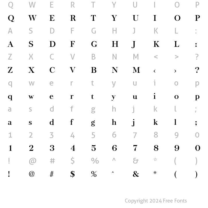 Character Map of Baskerville-Serial Bold