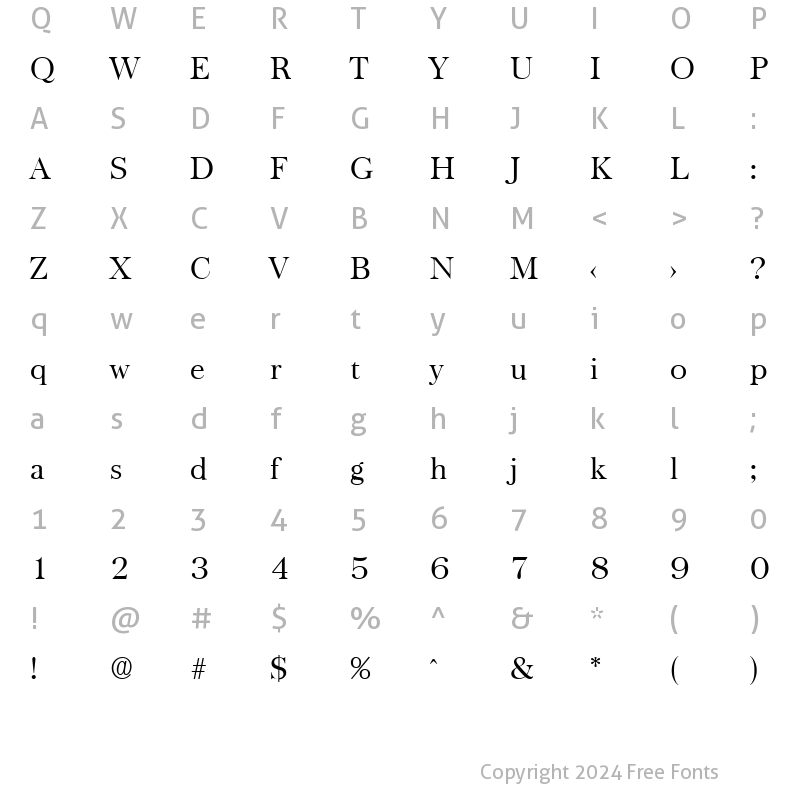 Character Map of Baskerville-Serial-Light Regular