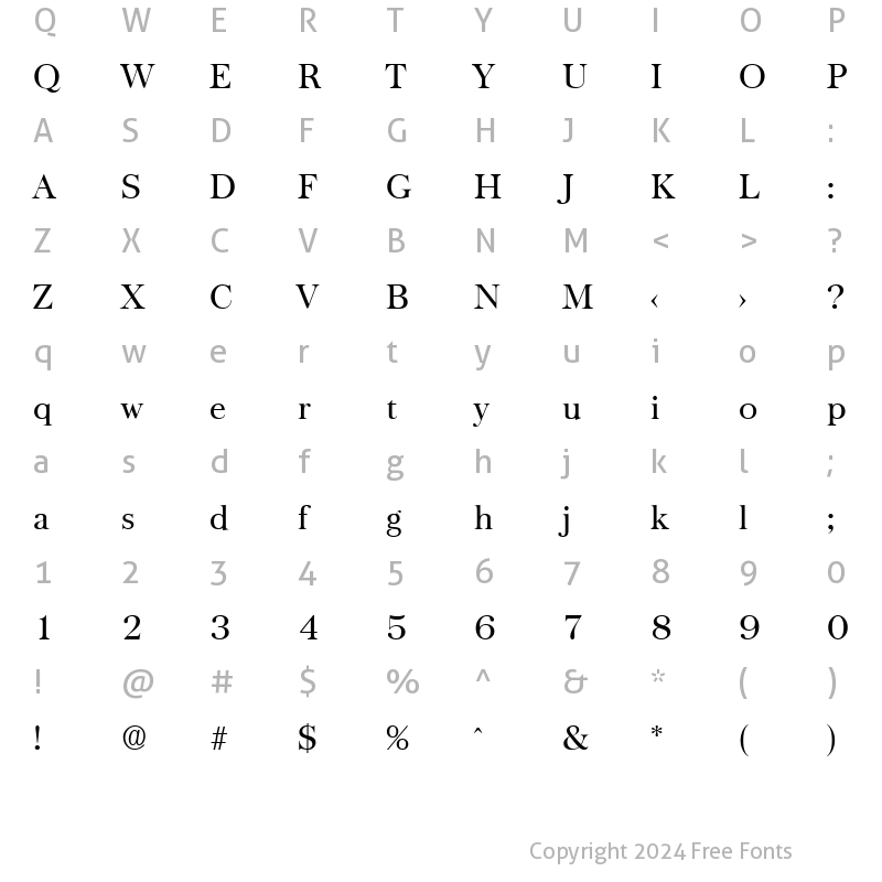 Character Map of Baskerville-Serial Regular