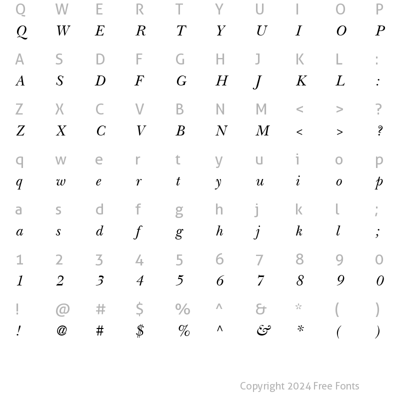 Character Map of Baskerville SSi Italic