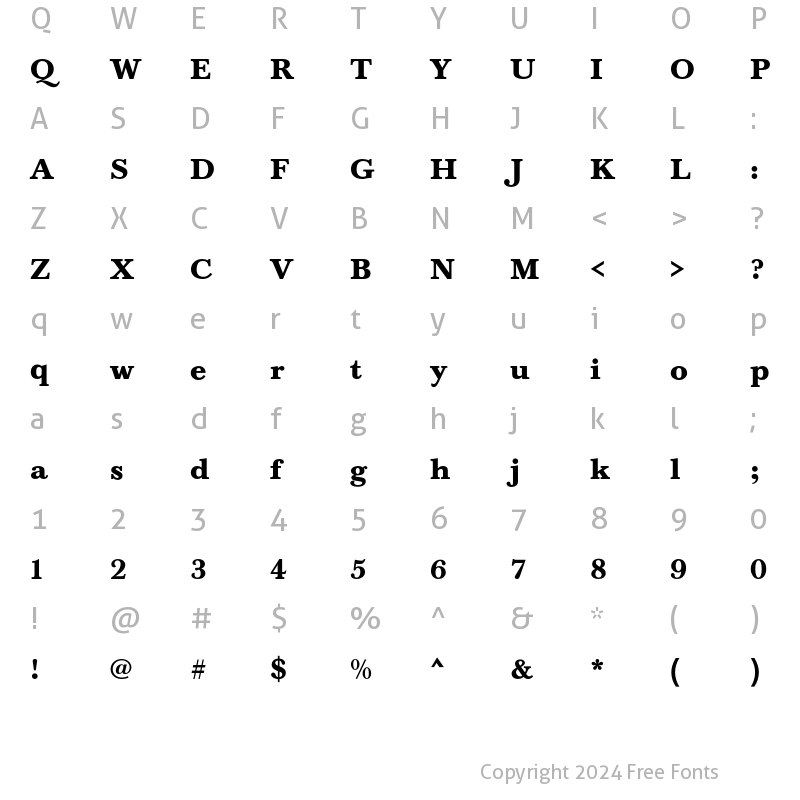 Character Map of Baskerville T Bold