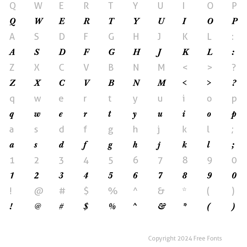 Character Map of Baskerville T Medium Italic