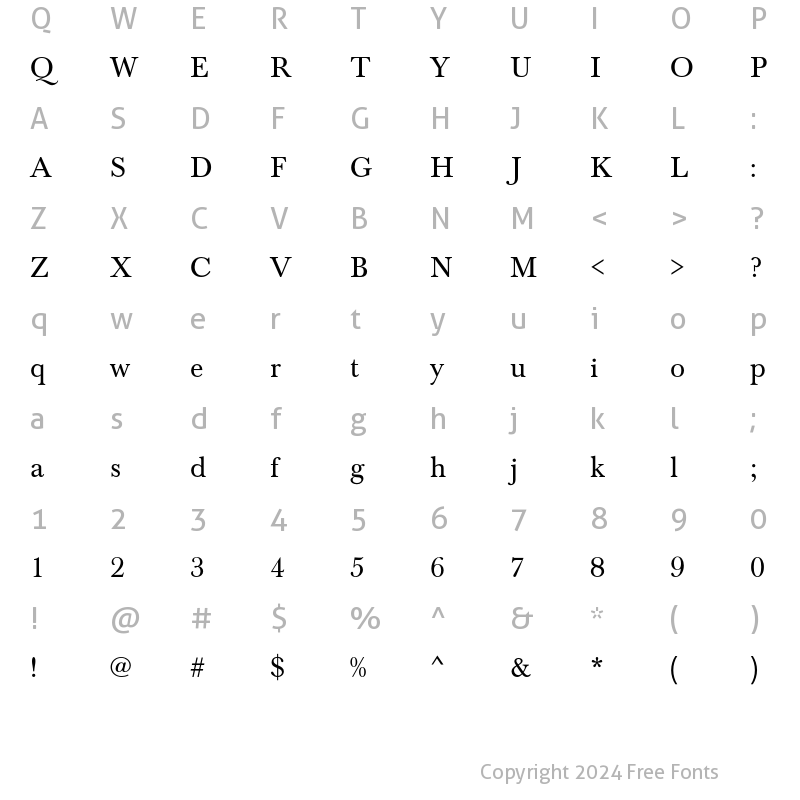 Character Map of Baskerville T Regular