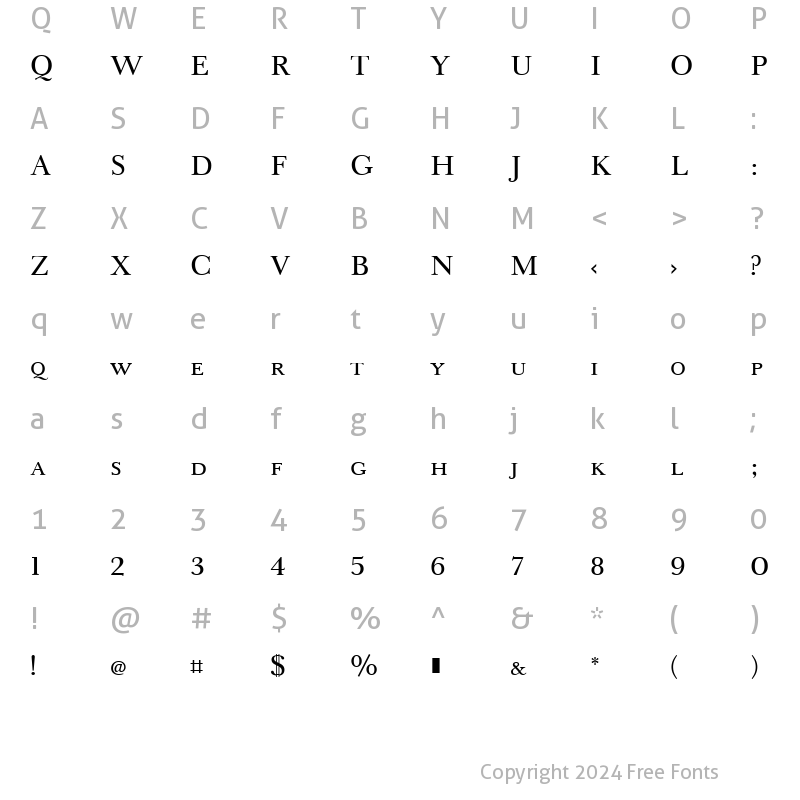 Character Map of Baskerville1757 SmallCaps