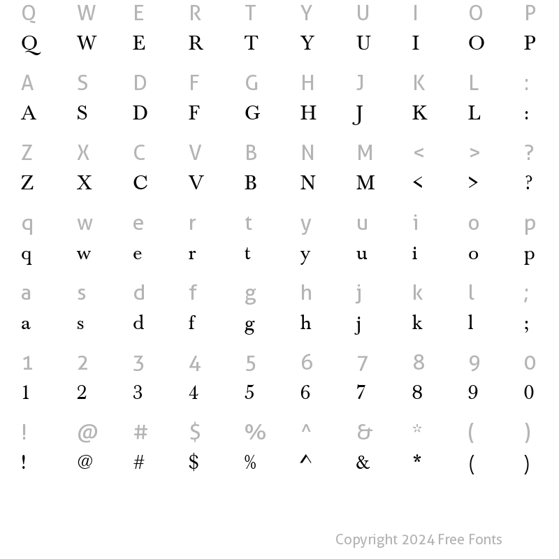 Character Map of Baskerville_A.Z_PS Normal