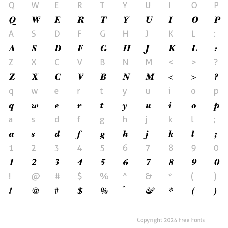 Character Map of BaskervilleNovaTwoBlack RegularItalic