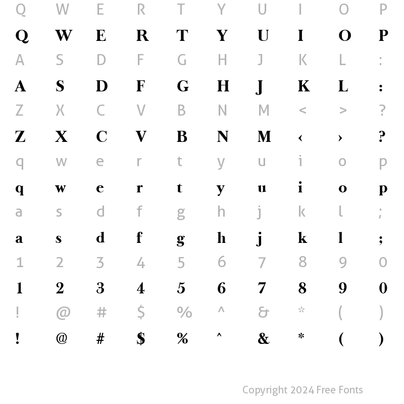 Character Map of BaskervilleOld-Serial-ExtraBol d-Regular