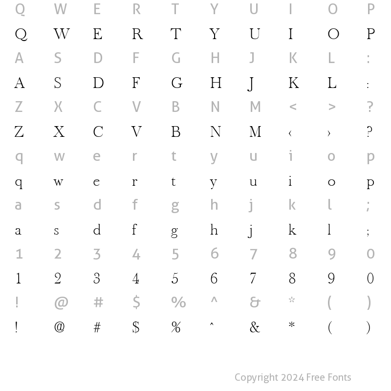 Character Map of BaskervilleOld-Serial-ExtraLig ht-Regular