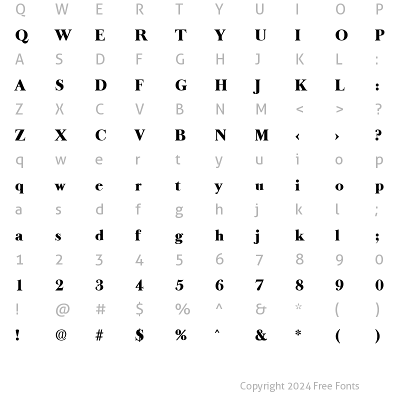 Character Map of BaskervilleOld-Serial-Heavy Regular