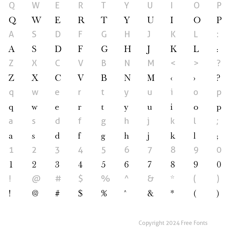 Character Map of BaskervilleOld-Serial Regular