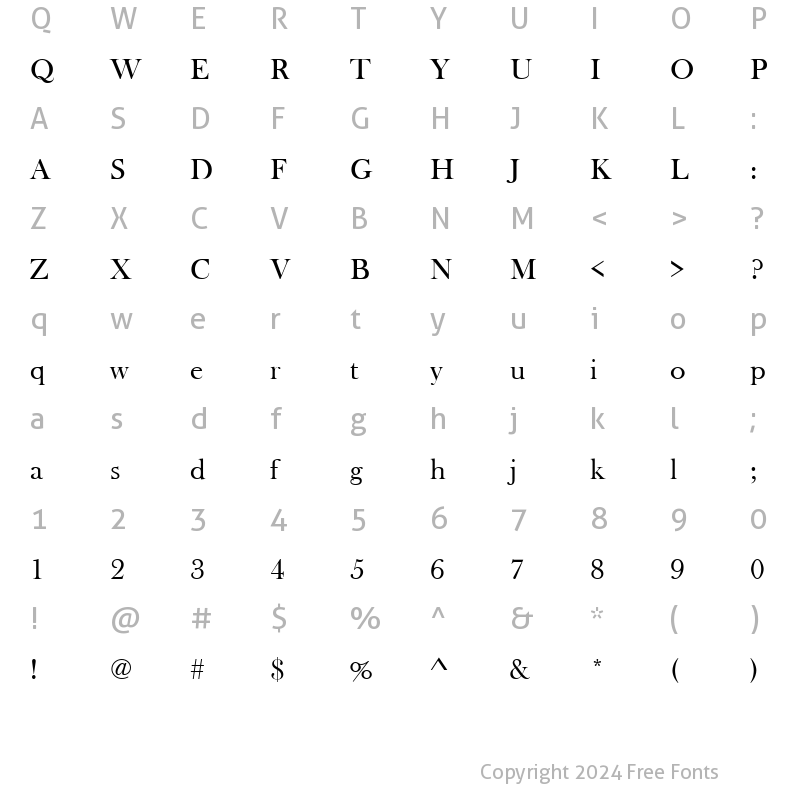 Character Map of BaskervilleOldFacD Regular