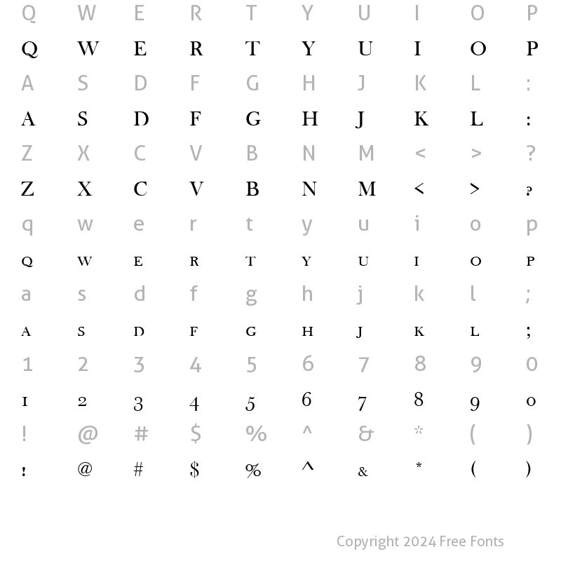 Character Map of BaskervilleOldFacSCD Regular