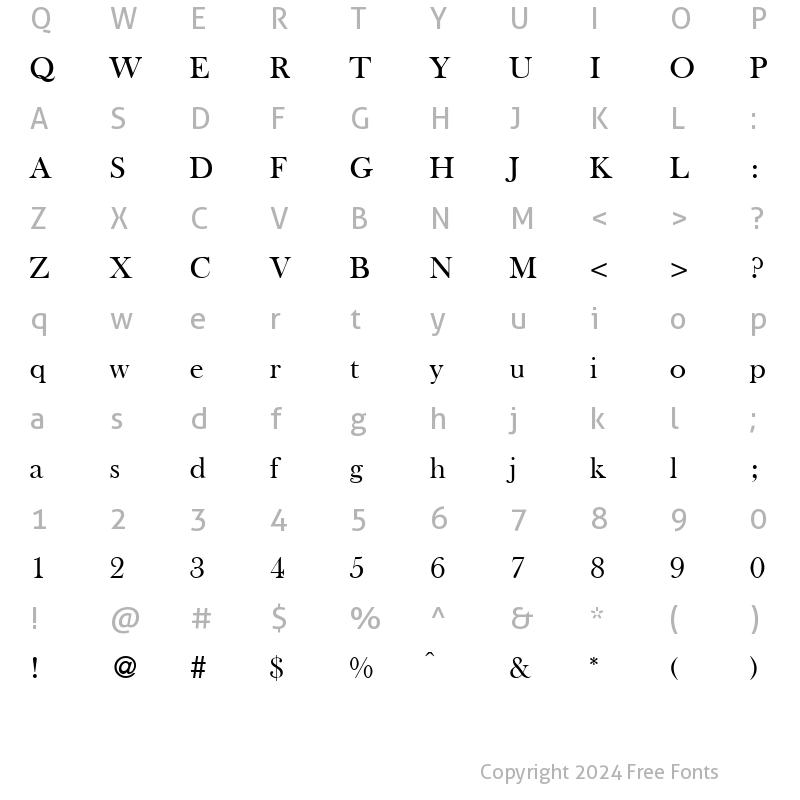 Character Map of BaskervilleOldStyle Regular