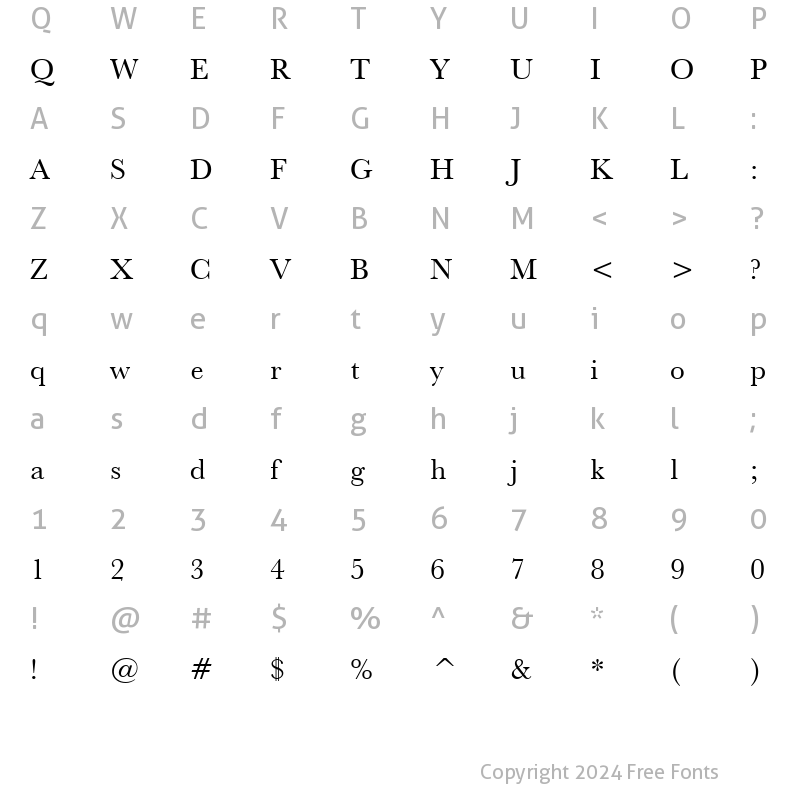 Character Map of Baskervlle2 BT Roman