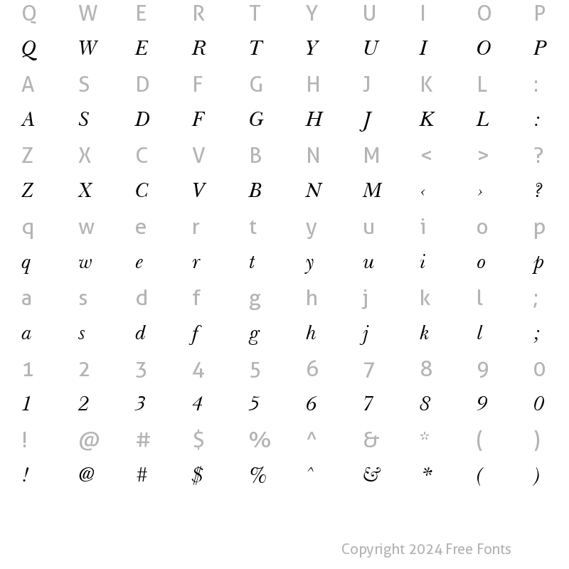 Character Map of Basset Italic