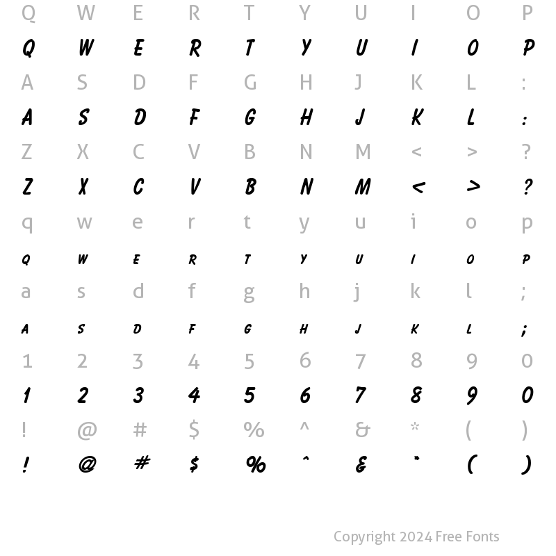 Character Map of Bassett Bold