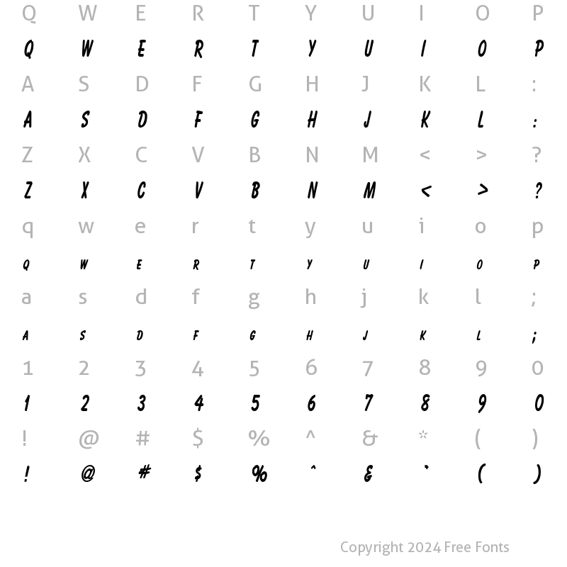 Character Map of Bassett Thin Bold