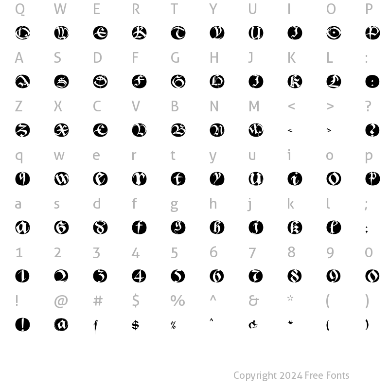 Character Map of BastardaButtonsBeta Regular