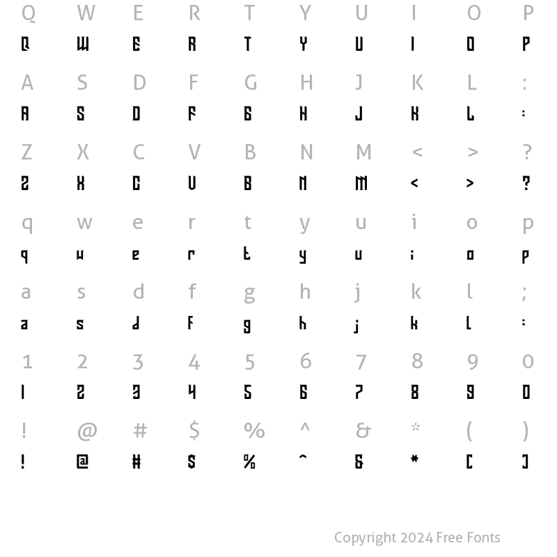 Character Map of BASTERU Regular