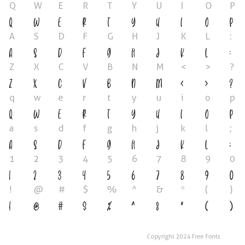 Character Map of Bastian Glory Inline Regular