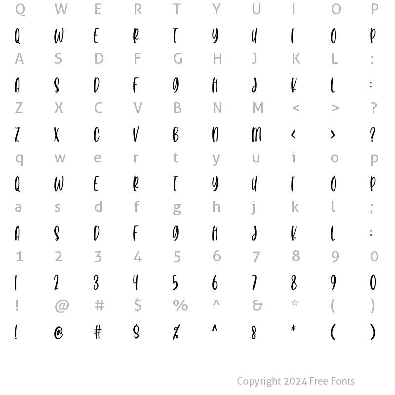 Character Map of Bastian Glory Regular