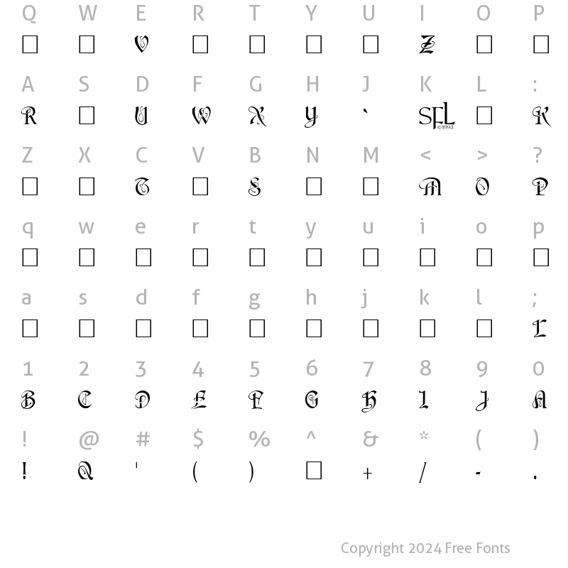 Character Map of Bastille Regular