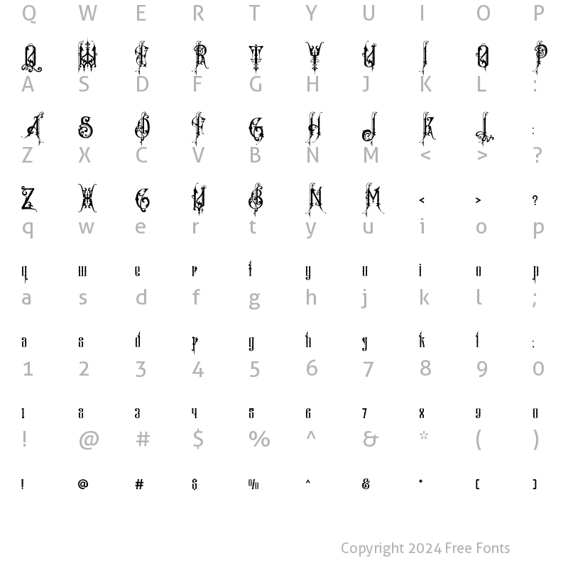 Character Map of Bastille Vredeburg Regular