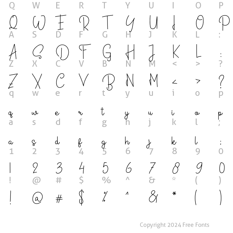 Character Map of Bastiolla Regular