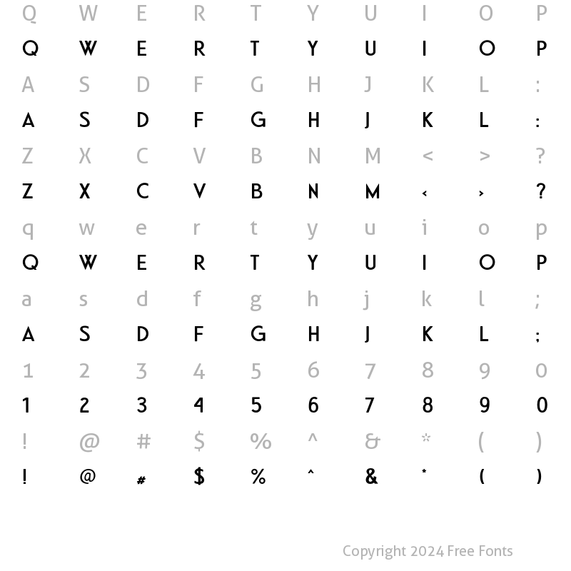 Character Map of Baston Rounded Regular