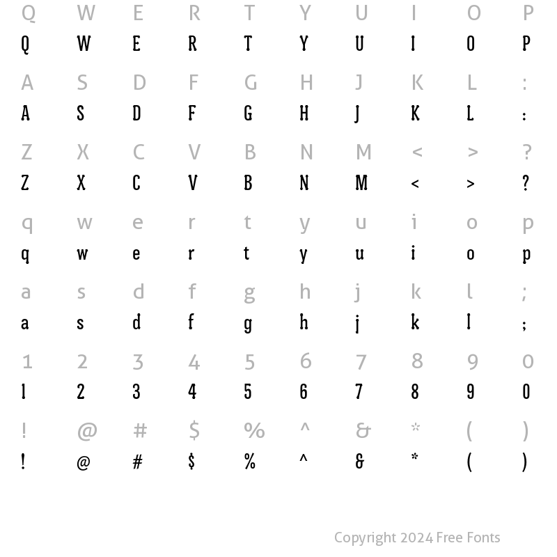 Character Map of Batak Condensed ITC Std Regular