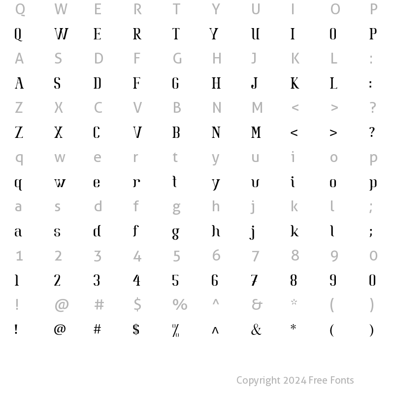 Character Map of Batavia Glamore NORMAL Regular