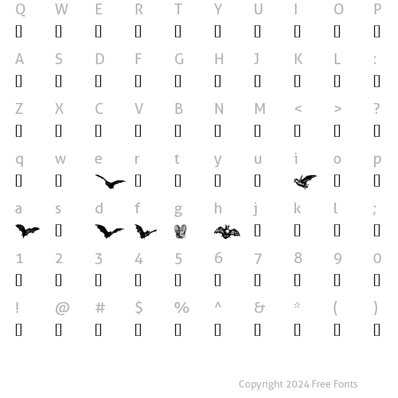 Character Map of BatBats Regular