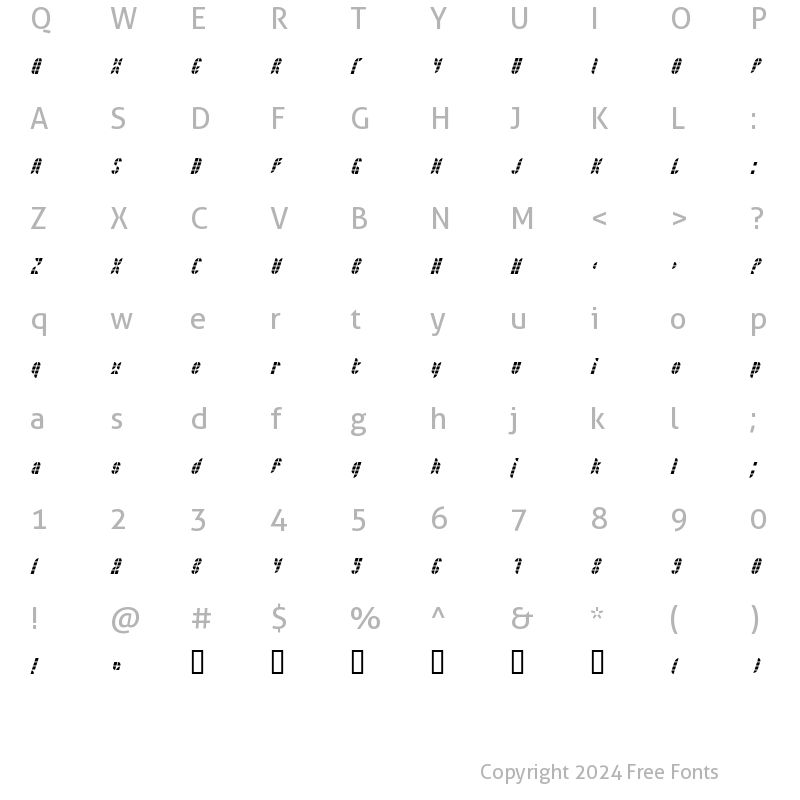 Character Map of Bath LightItalic