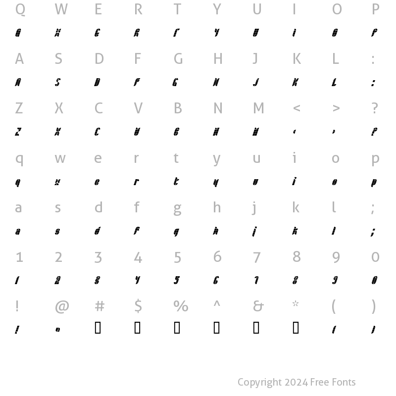 Character Map of Bath NormalItalic