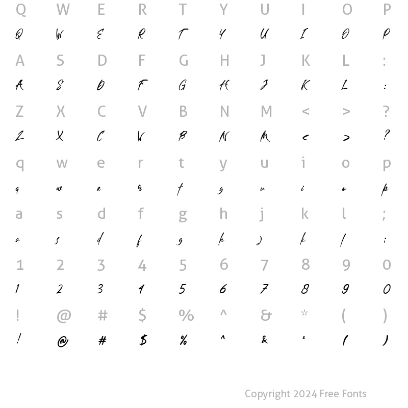 Character Map of Bathersilla Regular