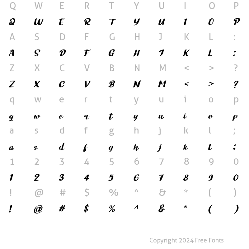 Character Map of Bathi Italic