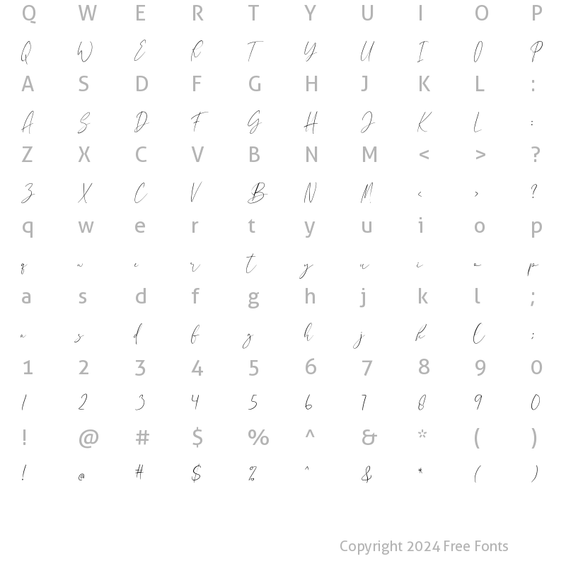 Character Map of Bathiella Regular