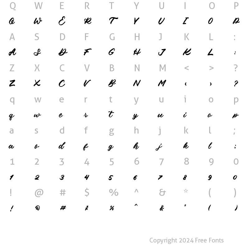 Character Map of Bathiora Regular