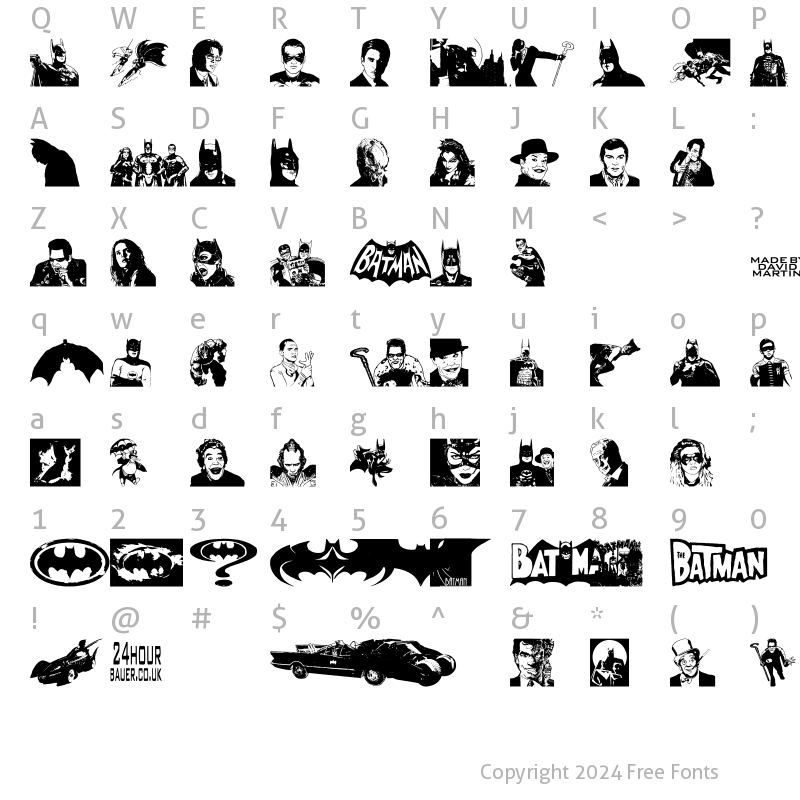 Character Map of Batman The Dark Knight Regular