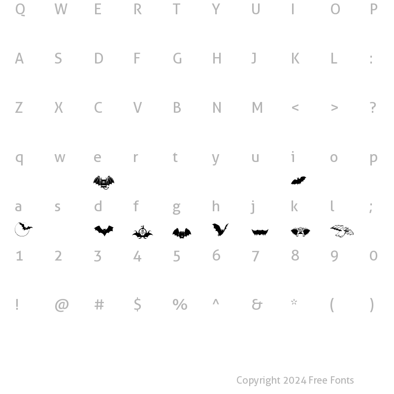 Character Map of Bats-Symbols Regular