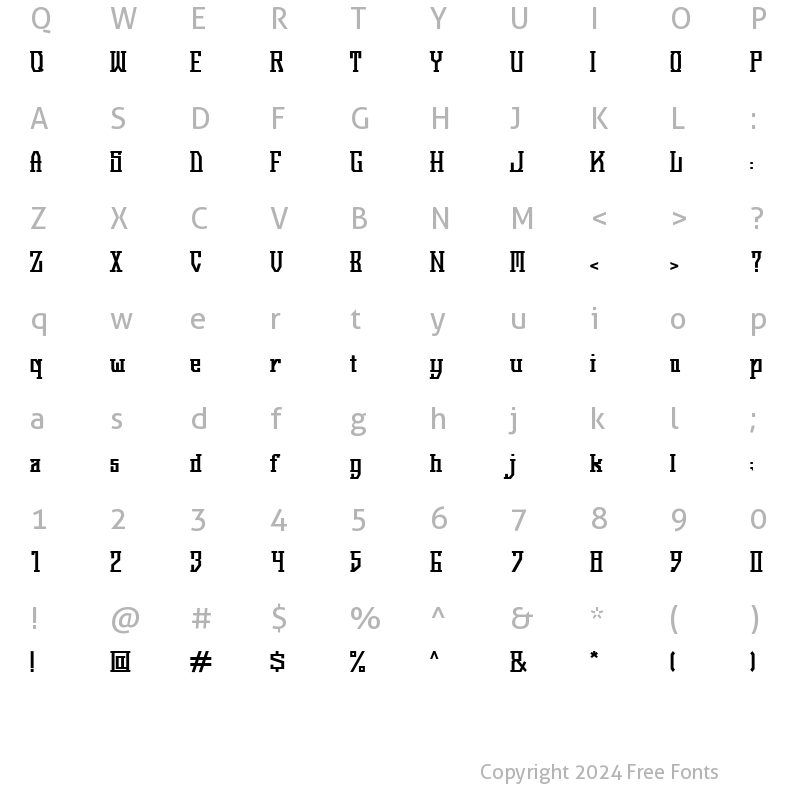 Character Map of Battle Ground Regular