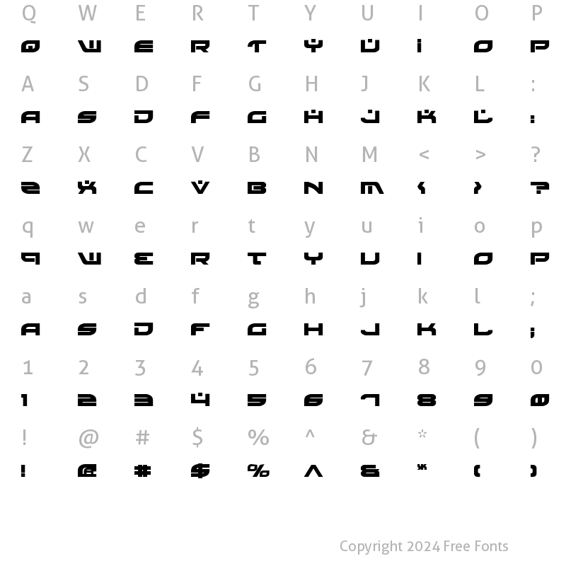 Character Map of Battlefield Bold Bold