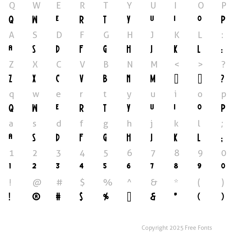 Character Map of BattleLines Regular